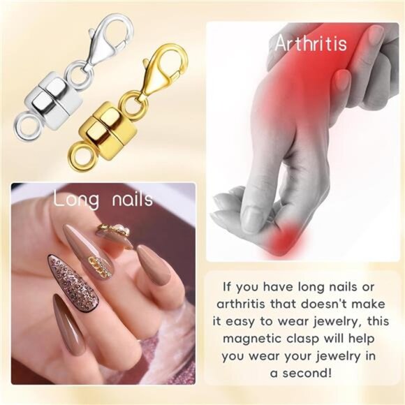 Gold Silver Magnetic Necklace Clasp Extender Easy Jewelry Bracelet Connector - Picture 3 of 7